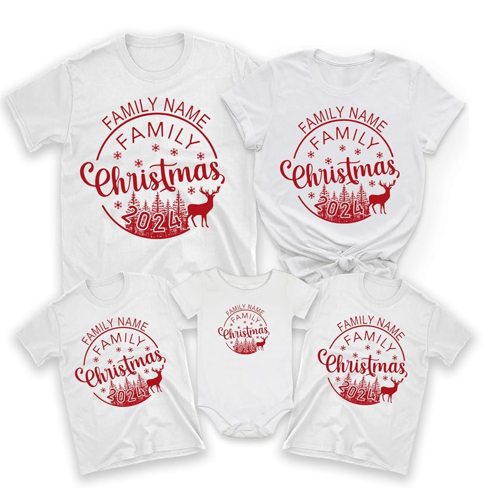 Matching Family Christmas T-Shirt, Personalized Family Name